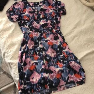 Banana Rep Cap Sleeve Faux Wrap Dress